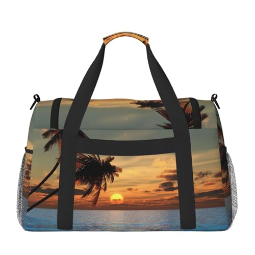 Sunset Palm Tree Ocean Print Everyday Use Travel Duffle Bag Large Capacity Travel Bag Stylish Functional Bag2
