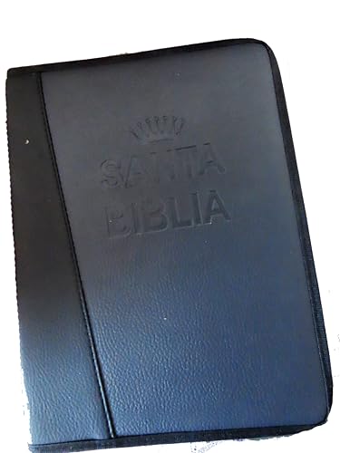 Genérico Biblia de Estudio RVR 1960, Piel Sintética Negra con Cremallera, Versión Reina Valera, Funda Reforzada con Bolsillo