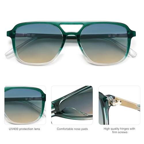Image of SOJOS Retro Aviator Sunglasses for Women Men,Trendy Rectangle Womens Mens Shades Sun Glasses SJ2202