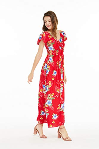 Image of Matchable Family Hawaiian Luau Men Women Girl Boy Clothes in Hibiscus Red