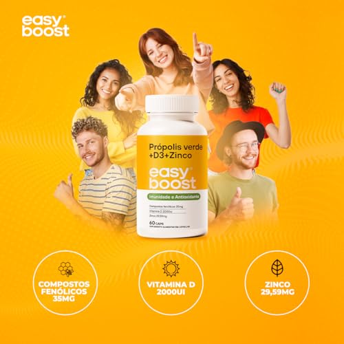 Extrato de Própolis Verde 35mg de Compostos Fenólicos + Vitamina D3 2000ui + Zinco Bisglicinato Easy