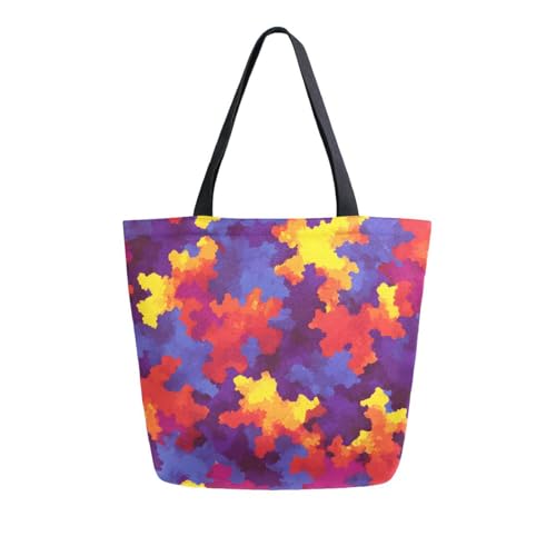 Extra Large Shoulder Tote Bag for Beach Travel Weekender Gym Orange Blue Purple Camouflage Pattern Reusable Grocery Canvas Shopping Bag2