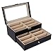 AUTOARK Leather 12 Piece Eyeglasses Storage and Sunglass Glasses Display Drawer Lockable Case Organizer,Black,AW-023