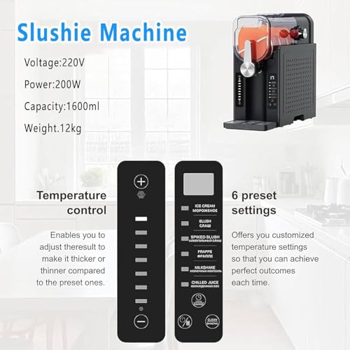 GAYAYAS Slush-Maschine für Zuhause, 6 voreingestellte Programme, 1,6 l Slush-Maker, für Zuhause, kein EIS nötig, selbstreinigend, für Eiscreme, Milchshake, Saft und mehr – Bild 8
