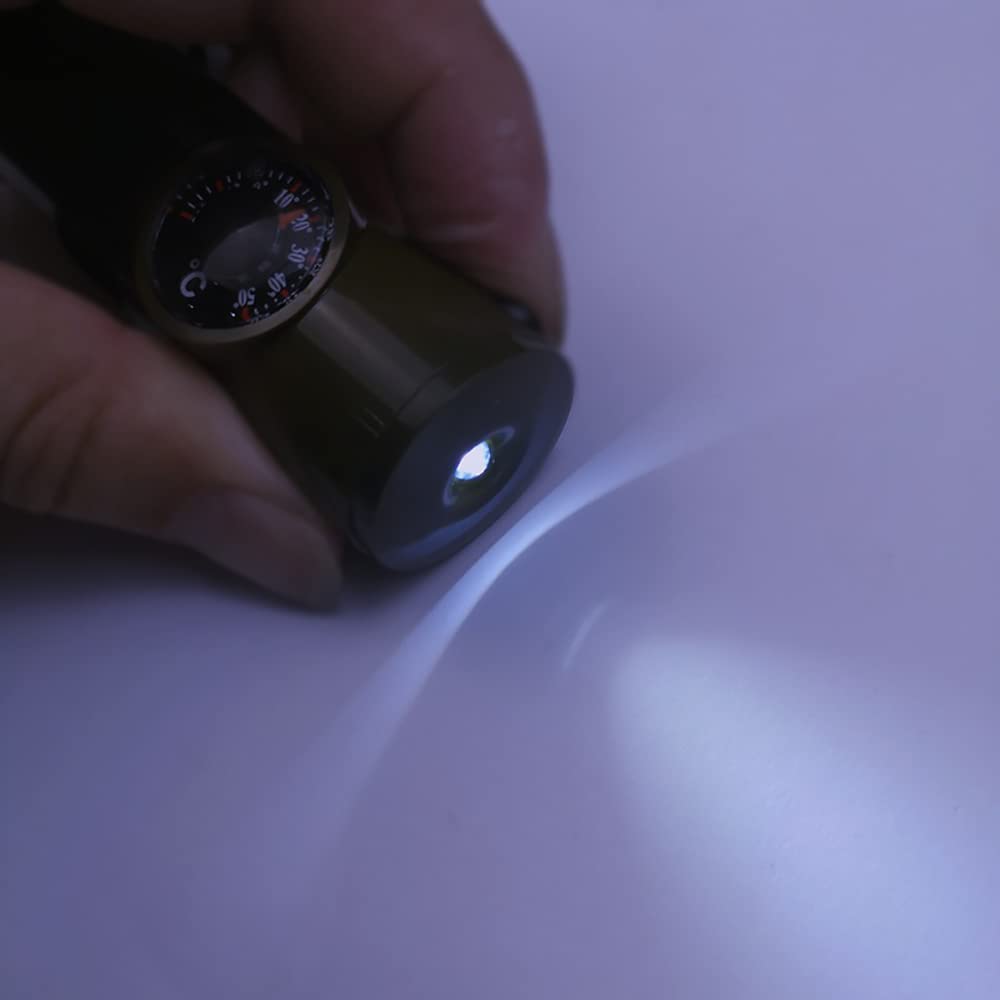 VOANZO Sifflet Survie 7 En 1 - ABS - Boussole, Thermomètre, Loupe, LED, Réflecteur, Compartiment Étanche - 9.7cm - Randonnée
