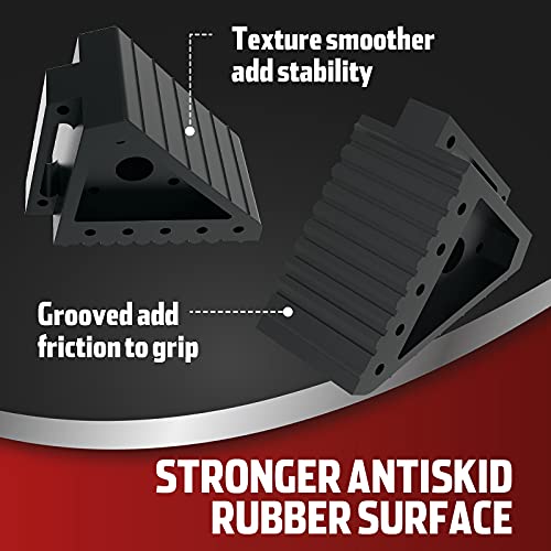 Jack Boss Solid Wheel Chocks Heavy Duty Rubber Tire Stop Block For Car Sedans Suv Atv Truck Tire Chocks With Wide Handle (2 Pcs)… #TOP2