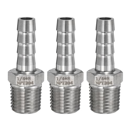 Image of sourcing map 3pcs Stainless Steel Hose Barb Fitting 0.3" Barbed x 1/4" NPT Male Pipe Fitting Air Hose Barb Fittings Coupler Thread Connector Adapter for Water Fuel