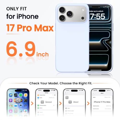 Image of ORNARTO Compatible with iPhone 17 Pro Max Case 6.9 inch, Slim Liquid Silicone 3 Layers Soft Gel Rubber Shockproof Protective Cover with Anti-Scratch Microfiber Lining-Baby Blue