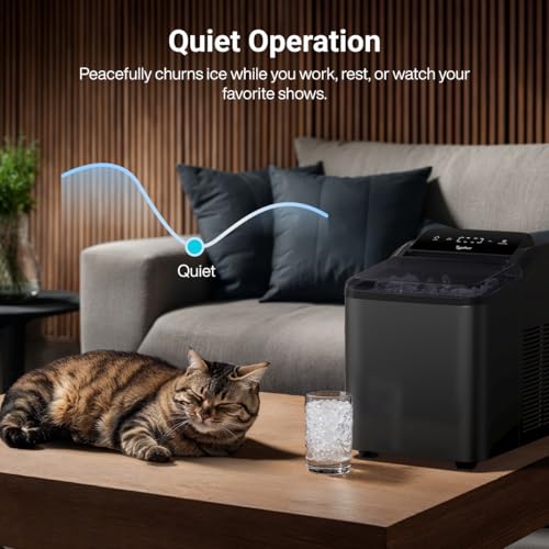 Image of Typhur Fast Nugget Ice Maker Countertop, Self-Cleaning Chewable Ice Machine & 8-Pack Cleaners, LED Display, Produces 35 lbs /Day Soft Pebble Ice, Perfect for Kitchen, RV and Bar (Metallic Black)