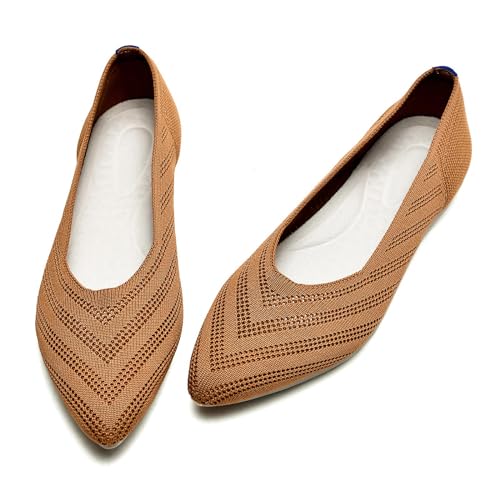 buyrew women39s ballet flats pointed toe knit slip on arch support comfortable dress shoes for women low wedge casual work flats