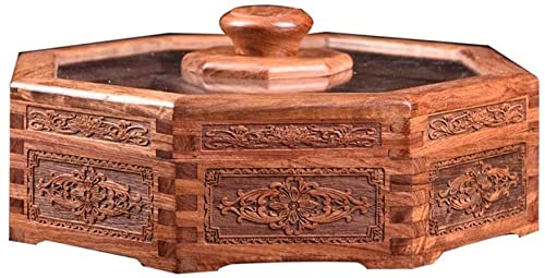 Plato de frutas de madera maciza, caja de frutos secos para sala de estar, compartimento para aperitivos, caja de frutas estilo chino