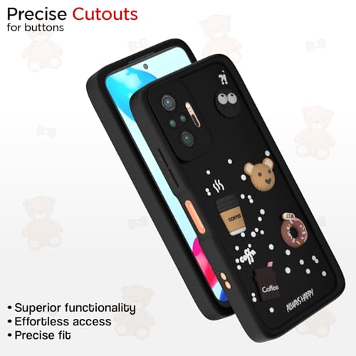 Image of Pikkme Back Cover for Redmi Note 10 Pro /Note 10 Pro Max | Cute Fun Cartoon 3D Bear Silicone Full Body Protection Bumper Cover (Black)