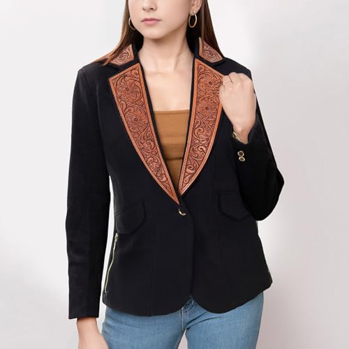American Darling Genuine leather Hand tooled carved Women Blazer dress jacket | Vintage2