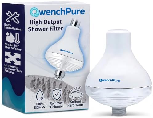 QwenchPure Shower Filter 100% KDF-55 Chlorine Removal Softens Hard Water