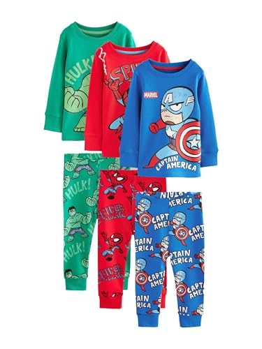 NEXT Jungen 3er-Pack Snuggle Schlafanzüge Marvel Red/Green/Blue 104-110
