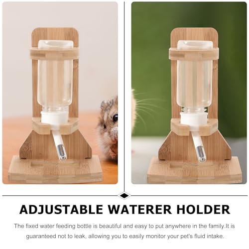 Soporte para botellas de hámster y pequeños animales de bambú khaki 4