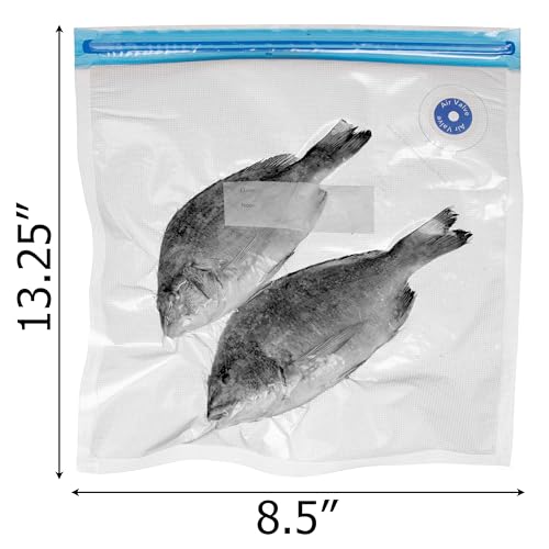Image of Basicwise 9 inch x 13 inch Set of 12 Reusable Airtight and Resealable Food Storage Bags Durable & Convenient Solution for Fruits Fresh Vegetables Cooked Meals & Leftovers Compatible with Most Vacuum Sealers