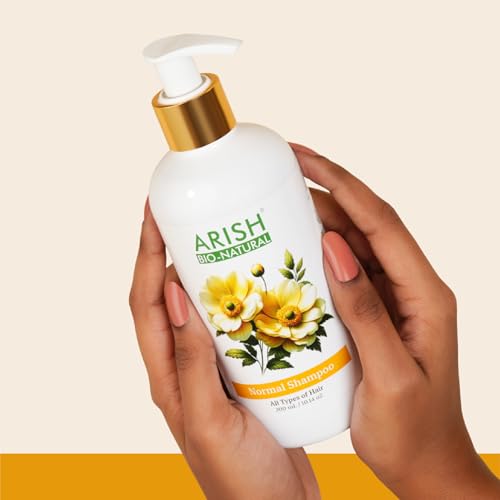 Image of Arish Bio-Natural Normal Shampoo, Gentle Daily Cleansing, Herb & Lemon Formula, Lavender Scent, Yellow, 300 ml
