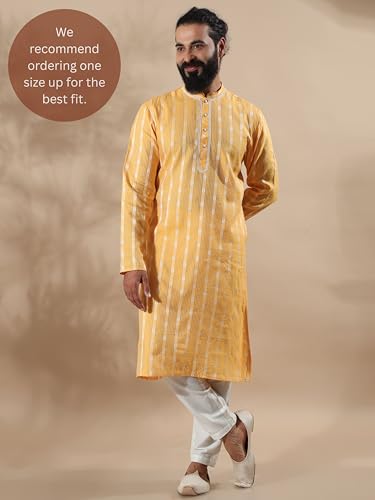 Filori Studio - Men's Jacquard Woven Design with Lace Detailing Long Kurta (Kurta Only)2