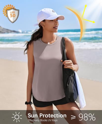 Image of PINSPARK Workout Tank Tops Woman Ice Silk UPF 50+ Athletic Yoga Shirts