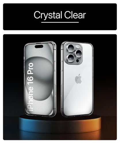 Image of WOW IMAGINE Crystal Clear Transparent Back Case Cover Compatible with iPhone 16 Pro | Full Device & Camera Protection Shockproof TPU | Flexible Silicone Back Cover Case - Transparent