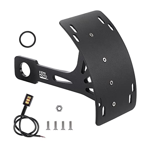 Image of KEMIMOTO Motorcycle License Plate Bracket Universal Curved Side License Plate Holder for Sportster Softail Dyna Sport Bike Compatible with Cruiser Iron 883 1200 Street Glide Forty Eight Sportster s