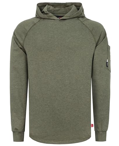 BOCOMAL FR Hooded T Shirts Heather Series 6oz Flame Resistant NFPA2112 CAT2 Fire Retardant Hoodies Work Shirt