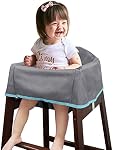 Dual-Belt Baby High Chair Cover, Lead & Phthalate Free, Sturdy and Robust Material, Waterproof Washable Cover for Wooden or Restaurant High Chairs, Gray