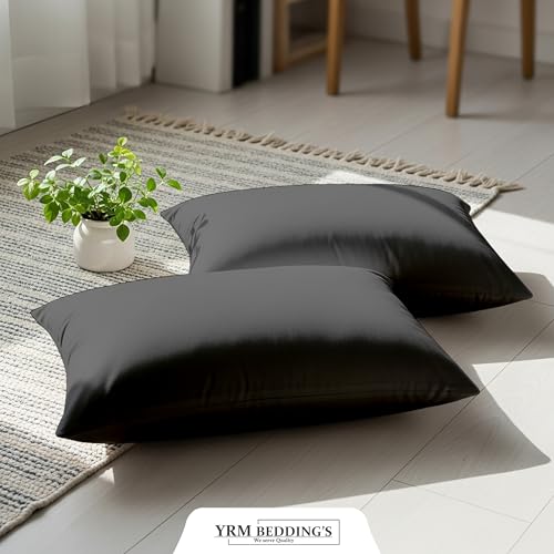 Image of YRM Bedding's - Egyptian Cotton 600TC Pillow Cover | Premium Pillowcases | Luxury Bedding-Export Collection | High Thread Count Durable & Breathable Covers - Dark Grey | [21''x30''] Inches