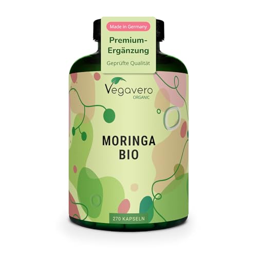 Bio Moringa Kapseln vegan 1800 mg/Tag - 270 Stück für 90 Tage ohne Zusätze - laborgeprüfte...