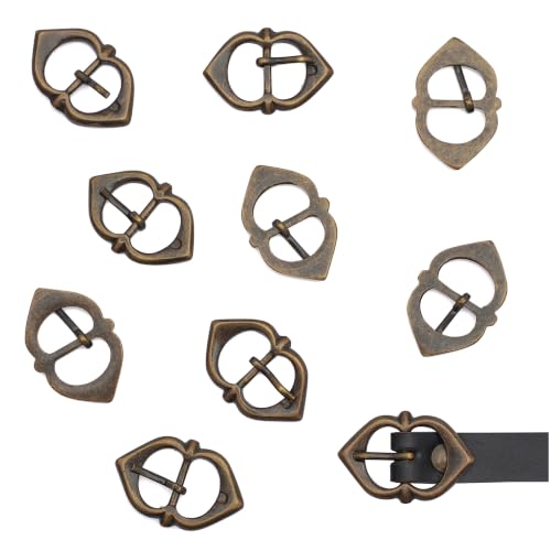 Lord of Battles Medieval Brass Belt Buckles Diamond Loop Set of 10 – Leather Hardware for DIY Leather Belts, Pouches, LARP, Viking, Ren Fair & Hobbyists
