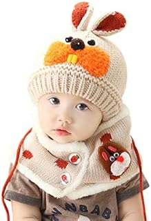 LONTG Baby,Clothing,Baby Boys 0-24m,Accessories,Hats & Caps Baby Winter Warm Hat Scarf Set Thermal Knitted Beanie Hat And Circle Scarf Snood Neck Warmer Cute Bunny Boys Girls Beanie Hat And Scarf Set Fleece Lined For Infant Kids Toddler Children 6-36 Months