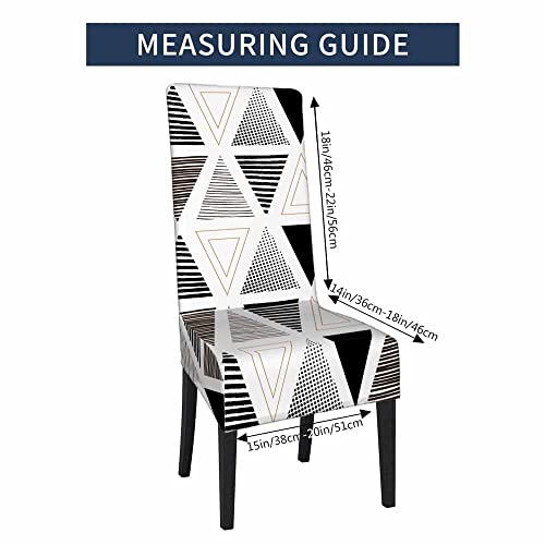 Numland Pop Art Triangles Chair Slipcovers Black And White Ethnic Geometric Fashion Style Washable 100% Polyester 1 Pack For Dining Room Kitchen Removable #TOP4