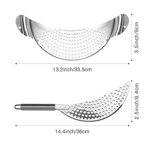 LEVINCHY Pot Strainer Set 2 Pieces Stainless Steel Strainers Set, Easy Draining Durable Dishwasher Safe, Work for All Cooking Kitchenware, Noodles Pasta Fruit Veggies Food Strainers