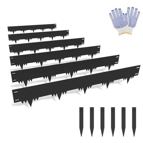 Galvanized Steel Landscape Edging Border 6 Packs 42 L x 6.5 H Metal Landscape Garden Edging Border with 6 Stakes Hammer-in Lawn Edging for Landscaping Flower Bed Yard Pathway (21ft Total)