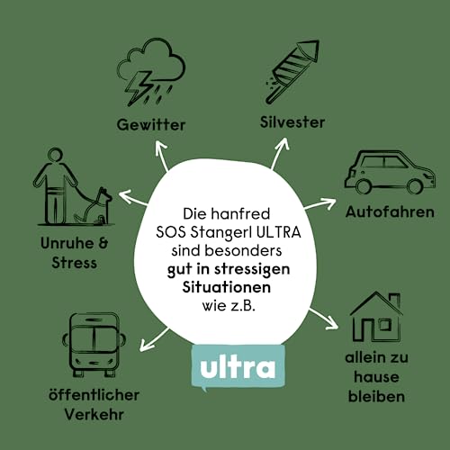 SOS Ultra Wild, enthalten Rotwildfleisch und Kräuterpulver - Snack für Hunde, getreidefrei, bei Unruhe, gegen Stress, unterstützt die Verdauung und Gelenke, 6 x 17g