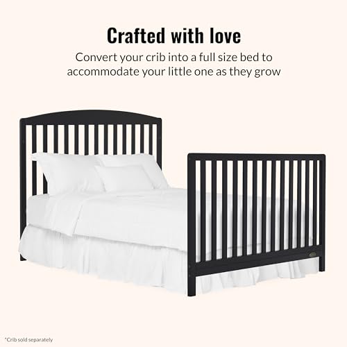 Image of Dream On Me Universal Crib to Full Size Bed Conversion Kit, Solid Wood Bed Rails for Select Convertible Cribs, Strong & Stable Support, Matte Black