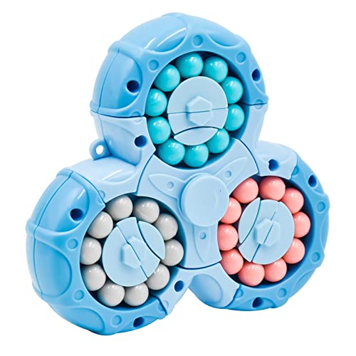MEIEST Rotating Magic Bean Cube Spinner,2 in 1 Funny Beads Puzzle Educational Toys,Fidget Hand Sensory Toy,Ideal Party FavorOffice Desk Toys