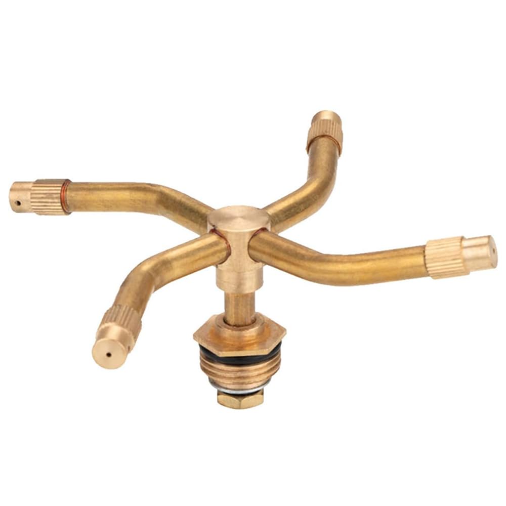 TopHomer 360 Degree Automatic Rotary Brass Sprayer, Rotation Irrigation System Sprinkler Head Household Automatic Irrigation System for Garden Yard Lawns (4-Arm)
