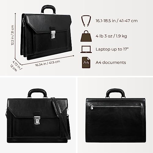 Time Resistance Leather Briefcase - Italian Handmade Laptop Bag - Work Bag for Men and Women - Attache - Computer Bag4