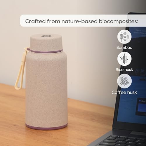 Image of Eha Earth Friendly Hydralife Water Bottle for Office & Schools | 400 ml Stainless Steel Water Bottle for Kids & Adults Made with Rice Husk | Bottle for Men, Women | Leak Proof | 1 Unit