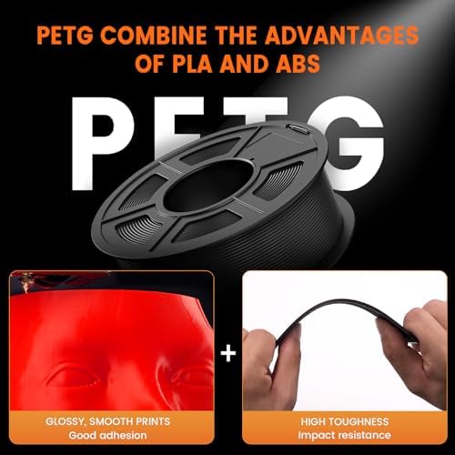 Image of TECBEARS PETG Filament 1.75mm 1KG, 3D Printer Filament PETG Black, Strong Toughness, 1KG(330M) Filament High Precision, Dimensional Accuracy ±0.02mm, Black