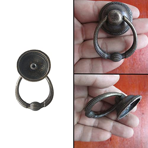 Lxoraziy 8-Piece Retro Ring Drawer Knobs, Vintage Drawer Handles, Antique Style Furniture Pull Handles with Screws - Image 2