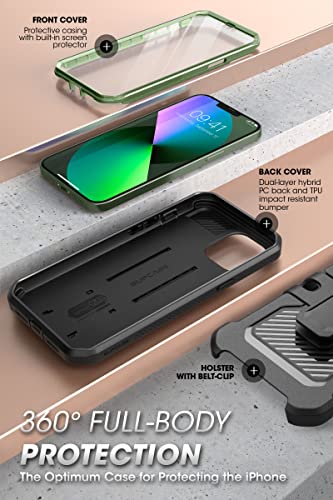 SUPCASE for iPhone 13 Case with Stand & Belt-Clip (Unicorn Beetle Pro), [Built-in Screen Protector] [Military-Grade Drop Protection] Heavy Duty Rugged Kickstand Phone Case for iPhone 13, Guldan