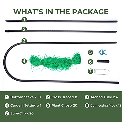 Bitnin Cucumber Trellis For Climbing Plants Outdoor, U-Shaped Metal Garden Trellis Arch Plant Grow Support Frame For Vegetable Flower Fruits Vine With Nylon Netting #TOP6