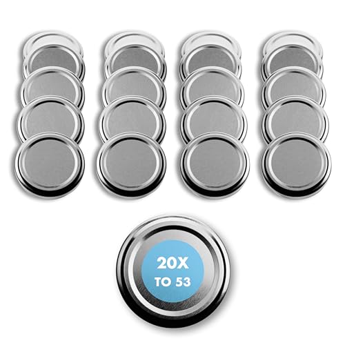 Flaschenbauer - Twist off Ersatzdeckel Silber 20 Stk. 53mm - Deckel für Einmachgläser - TO 53 Schraubdeckel für Gläser, Einmachdeckel für Marmeladengläser, Honiggläser, Schraubgläser, Made in Germany