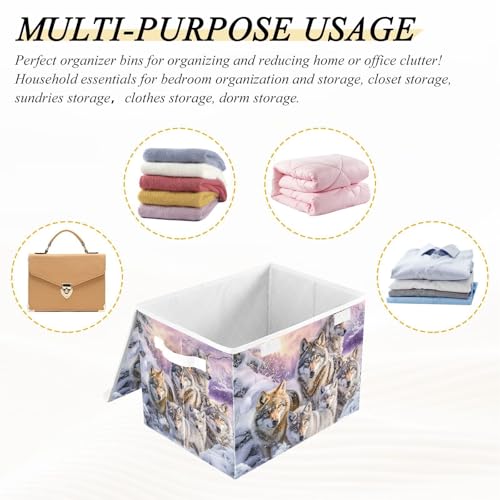 Boîtes de rangement pliables pour placard et chambre à coucher avec couvercle imprimé - 3