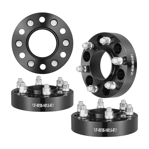 VEVOR Wheel Spacers, 1.5 6x5.3 Wheel Adapters, 6 Lug Forged Spacer, 87.1 mm Bore Hubcentric M14 x1.5 Studs Spacers, Fit for Ford F150, Expedition, Lobo, Navigator, 4 PCS Black