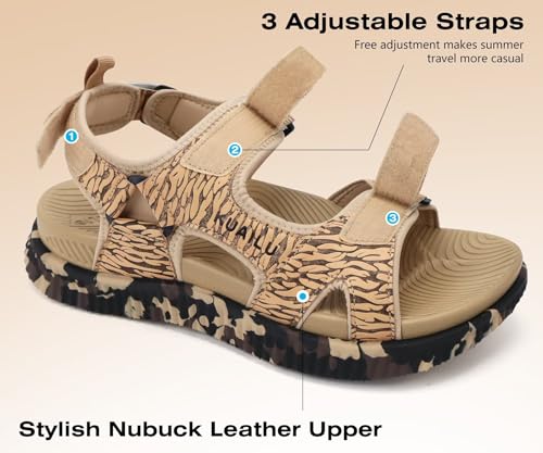 Image of KuaiLu Men's Orthotic Sandals Comfortable Arch Support Foam Cushion Hiking Walking Sandles Fashion Camouflage Adjustable Sport Recovery Athletic Shoes For Man Urban Outdoor
