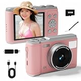デジタルカメラ 携帯電話で内容を読み取ることができます 4K 5000万画素 デジカメ 2.8 インチスクリーン 16 倍デジタルズーム オートフォーカス 近接撮影 定時撮影 内蔵フラッシュ 32GBマイクロSDカード付き ウェブカメラ コンパクトVLOG 軽量 携帯便利 初心者 カメラ 卒業式 旅行 クリスマス (ピンク)